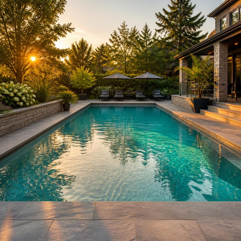 Residential pool maintained by Altis Piscines in Montréal